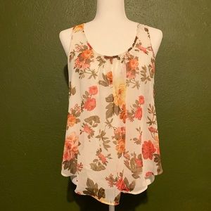 Ambiance sheer floral racerback split tank M